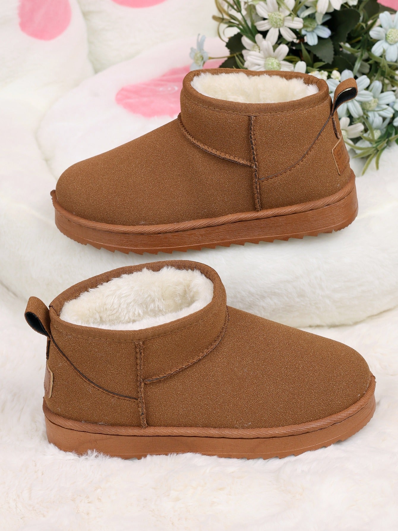 Stivaletti da donna Ultra Mini con zeppa e fodera in pelliccia – Stivaletti neri alla caviglia per il comfort invernale