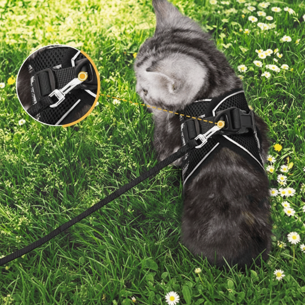 WANDERPAW – Imbracatura per gatto a prova di fuga con dettagli riflettenti