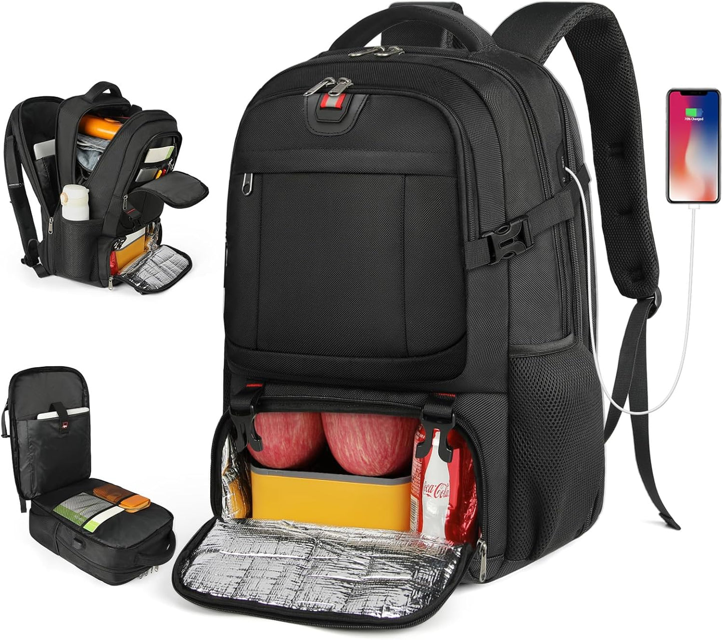 Zaino da Viaggio Extra Large per Pranzo e Laptop con Porta di Ricarica USB