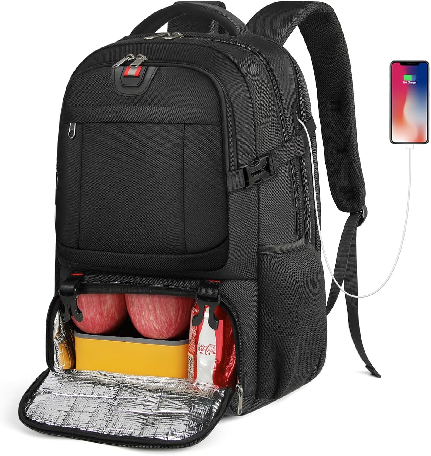 Zaino da Viaggio Extra Large per Pranzo e Laptop con Porta di Ricarica USB