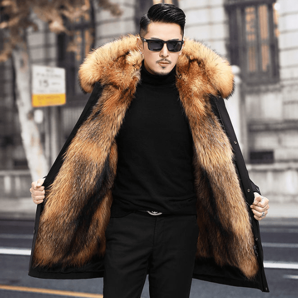 Olivier - Parka Invernale da Uomo con Fodera Calda e Collo in Pelliccia Sintetica