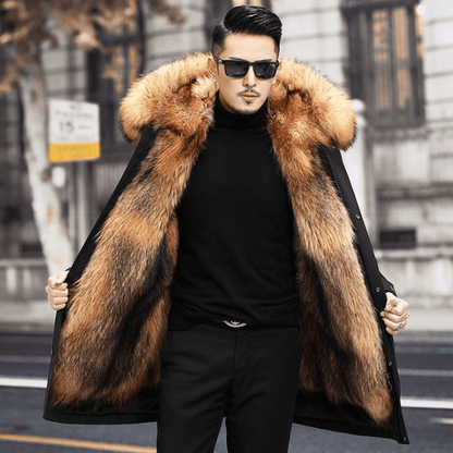 Olivier - Parka Invernale da Uomo con Fodera Calda e Collo in Pelliccia Sintetica