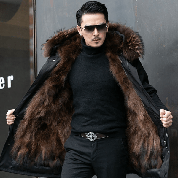 Olivier - Parka Invernale da Uomo con Fodera Calda e Collo in Pelliccia Sintetica