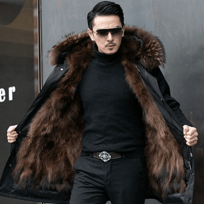 Olivier - Parka Invernale da Uomo con Fodera Calda e Collo in Pelliccia Sintetica