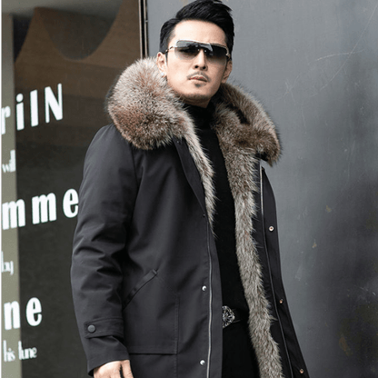 Olivier - Parka Invernale da Uomo con Fodera Calda e Collo in Pelliccia Sintetica