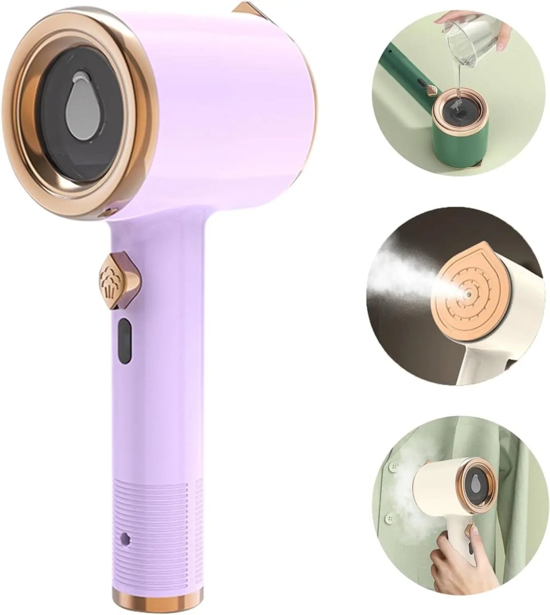 DEWRINKIQ – Vaporizzatore per tessuti portatile con piastra in titanio e serbatoio d'acqua da 50 ml