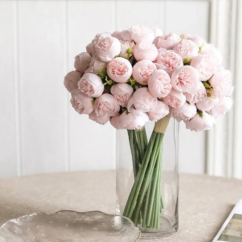 27 Peonie in Seta Realistiche in Tonalità Delicate e Romantiche