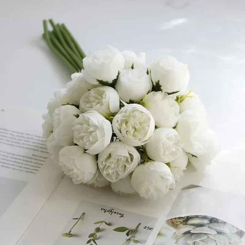 27 Peonie in Seta Realistiche in Tonalità Delicate e Romantiche