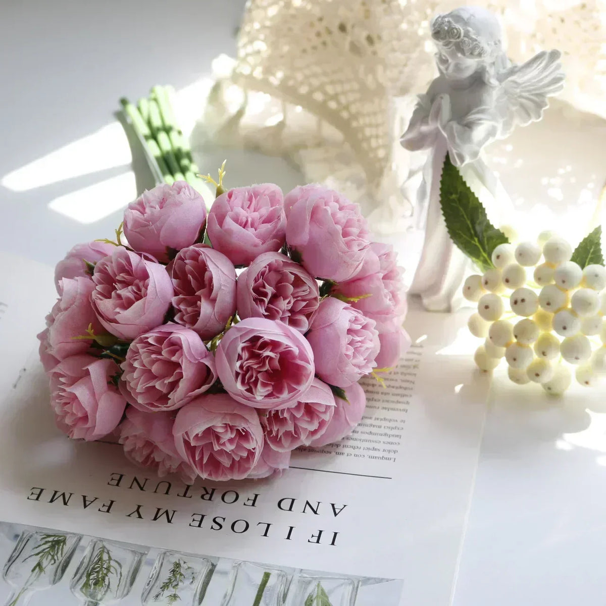 27 Peonie in Seta Realistiche in Tonalità Delicate e Romantiche