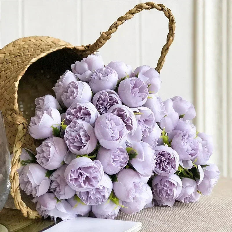 27 Peonie in Seta Realistiche in Tonalità Delicate e Romantiche