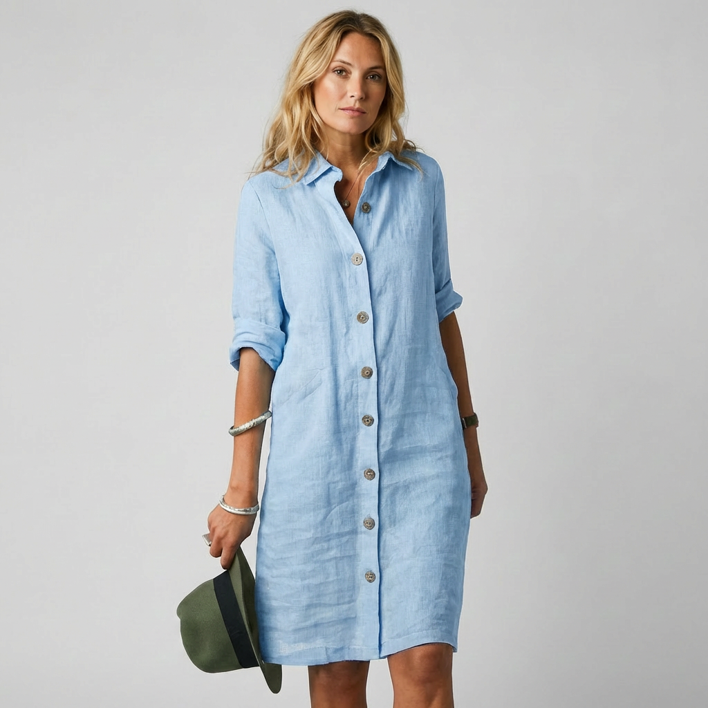 Abito camicia donna in lino traspirante