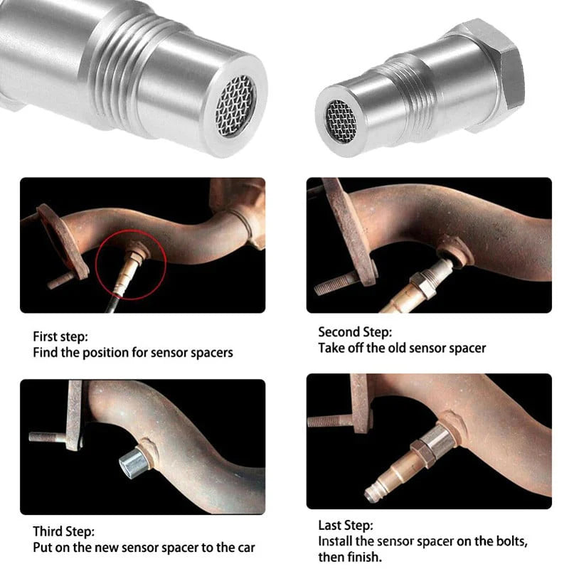 Adattatore sensore O2 con mini catalizzatore integrato M18x1.5 per eliminare la spia motore