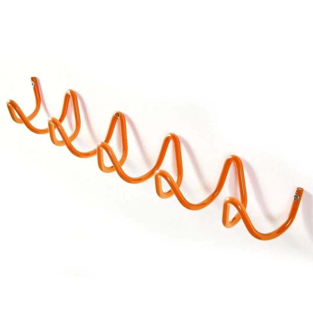 Appendiabiti da parete a onda in ferro con 3 o 5 ganci e viti incluse, 6 colori, 33 o 56 cm