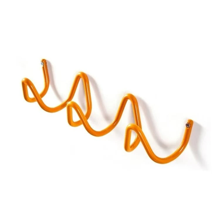 Appendiabiti da parete a onda in ferro con 3 o 5 ganci e viti incluse, 6 colori, 33 o 56 cm