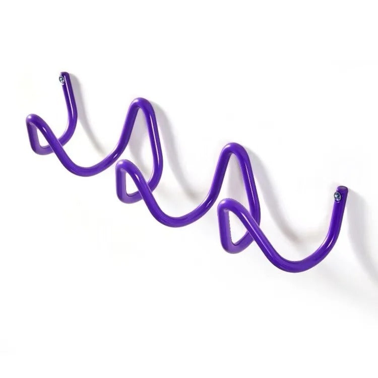 Appendiabiti da parete a onda in ferro con 3 o 5 ganci e viti incluse, 6 colori, 33 o 56 cm