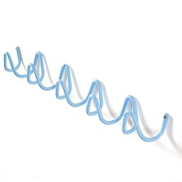 Appendiabiti da parete a onda in ferro con 3 o 5 ganci e viti incluse, 6 colori, 33 o 56 cm