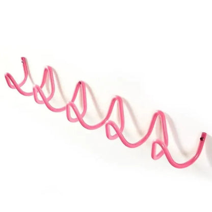 Appendiabiti da parete a onda in ferro con 3 o 5 ganci e viti incluse, 6 colori, 33 o 56 cm