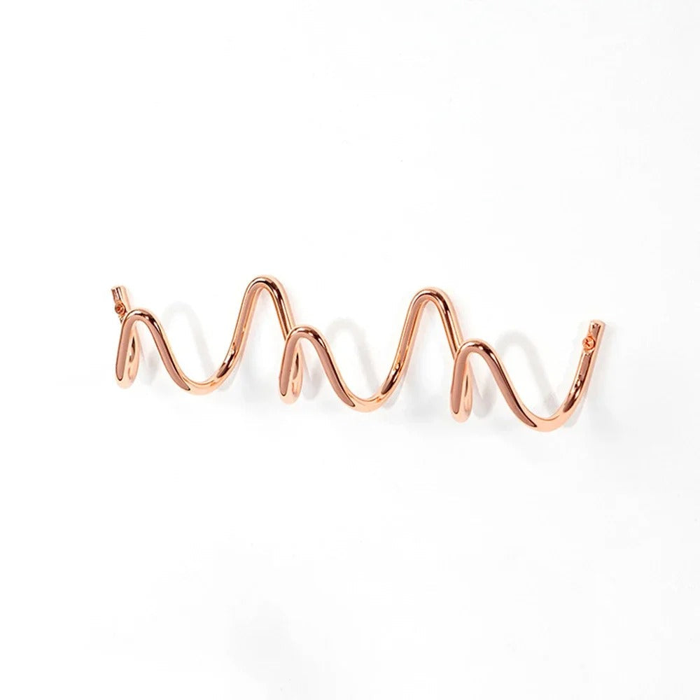 Appendiabiti da parete a onda in ferro con 3 o 5 ganci e viti incluse, 6 colori, 33 o 56 cm