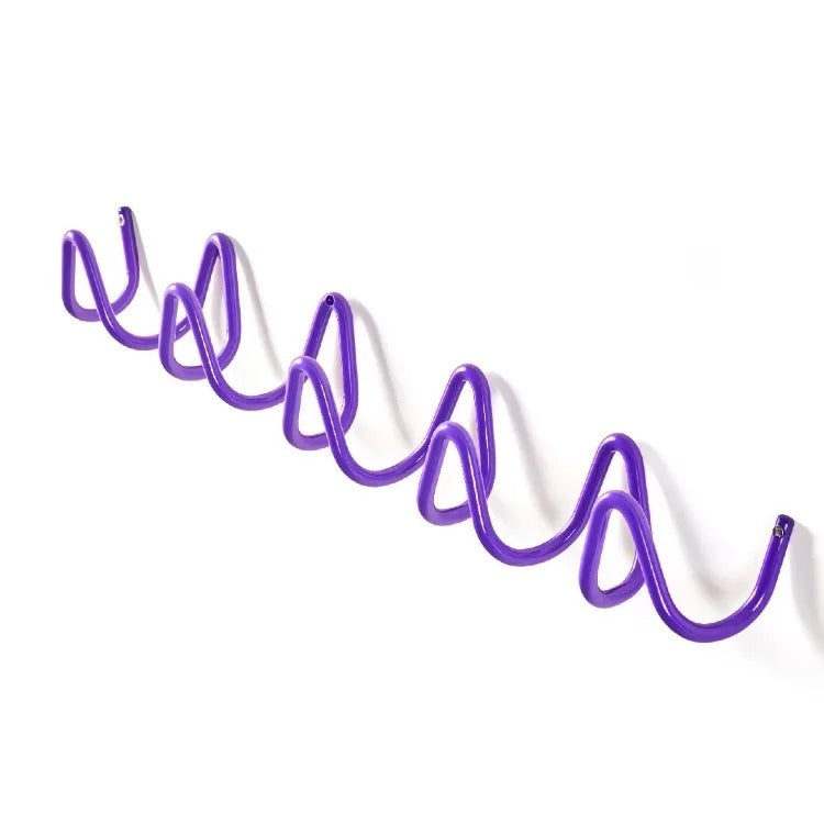 Appendiabiti da parete a onda in ferro con 3 o 5 ganci e viti incluse, 6 colori, 33 o 56 cm