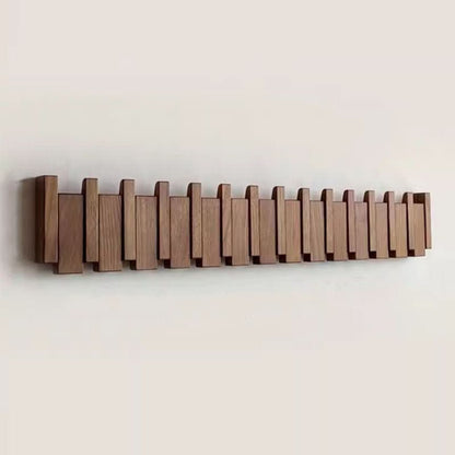 Appendiabiti da parete in legno di noce e faggio con ganci a ribalta stile pianoforte, 4, 6 o 8 ganci, da 32 a 55 cm, fa