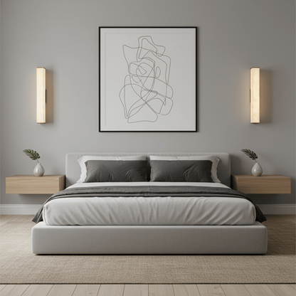 Applique a LED in ottone con paralume in alabastro per interni moderni