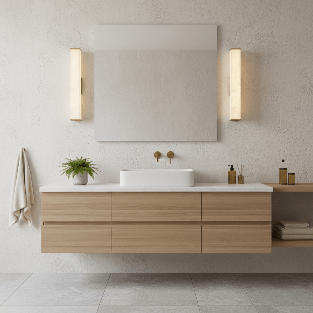 Applique a LED in ottone con paralume in alabastro per interni moderni