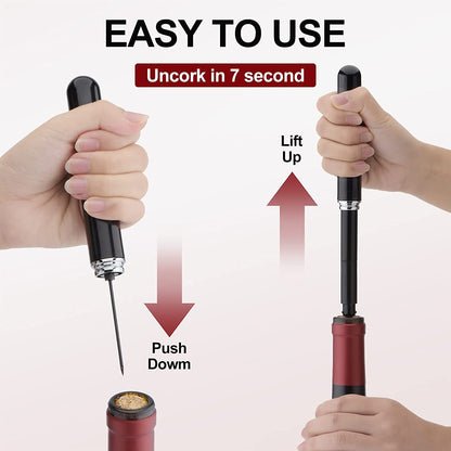Apribottiglie per vino a pompa ad aria in acciaio inox con ago