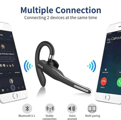 Auricolare Bluetooth 5.1 con Doppio Microfono e Cancellazione del Rumore per Autotrasportatori