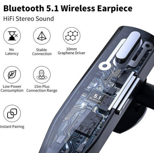 Auricolare Bluetooth 5.1 con Doppio Microfono e Cancellazione del Rumore per Autotrasportatori