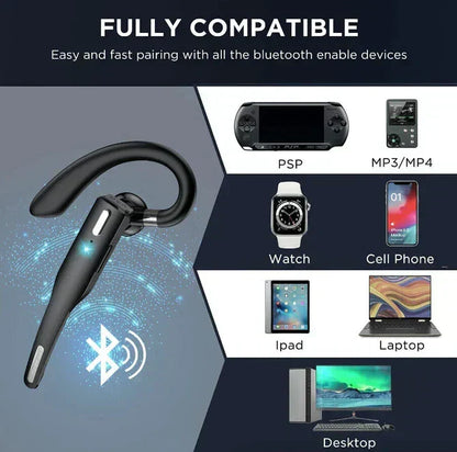 Auricolare Bluetooth 5.1 con Doppio Microfono e Cancellazione del Rumore per Autotrasportatori