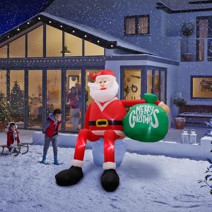 Babbo Natale Gonfiabile Luminoso LED Gigante 240 cm che Scala