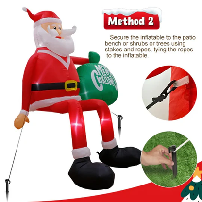 Babbo Natale Gonfiabile Luminoso LED Gigante 240 cm che Scala