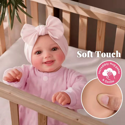 Bambola reborn da 43 cm – realistica in vinile morbido, posizionabile, neonato sorridente con accessori