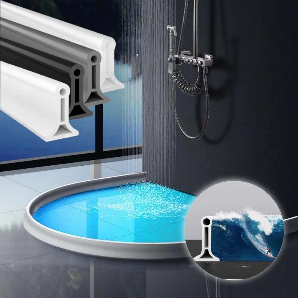 Barriera d'acqua in silicone 150-400 cm | bianca, nera o grigia | autoadesiva, impermeabile, installazione senza attrezz