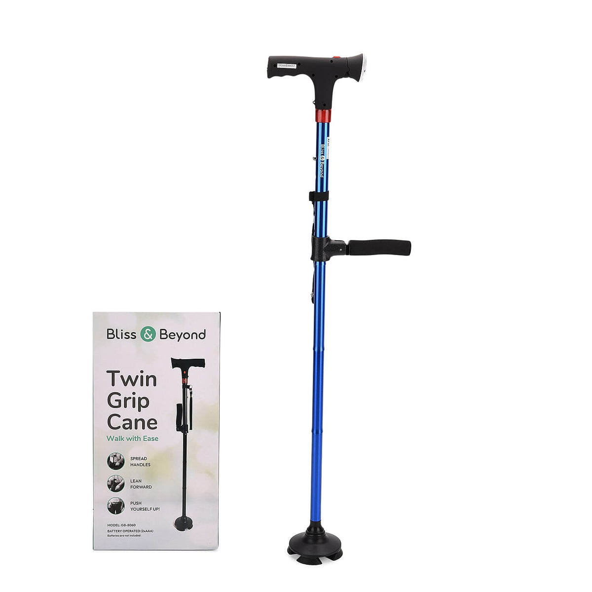 Bastone da passeggio intelligente con luce LED e allarme SOS