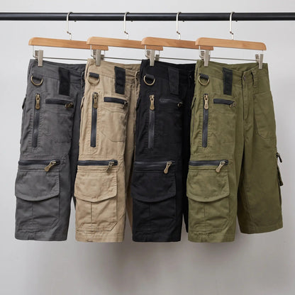 Bermuda cargo da uomo - Bermuda da lavoro al ginocchio con tasche con zip