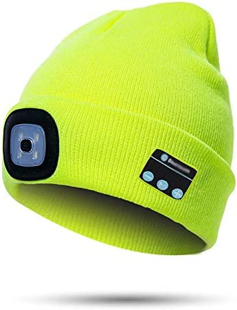 Berretto con luce LED e cuffie Bluetooth wireless