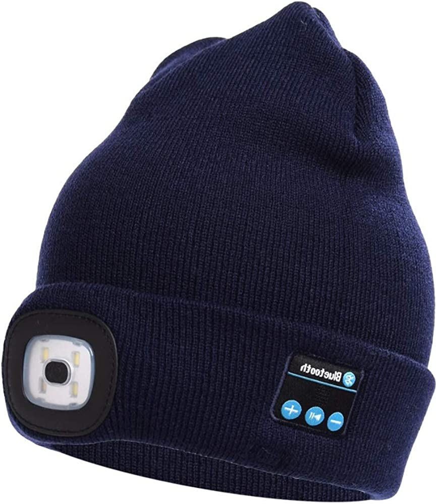 Berretto con luce LED e cuffie Bluetooth wireless