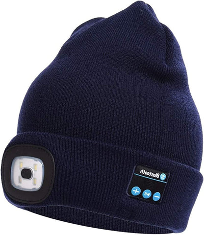 Berretto con luce LED e cuffie Bluetooth wireless