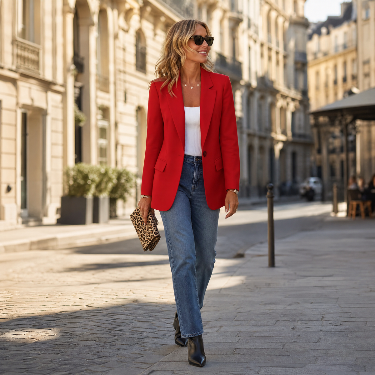 Blazer da donna monopetto con revers e tasche a pattina, giacca elegante a vestibilità rilassata, 6 colori, taglie dalla