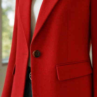 Blazer da donna monopetto con revers e tasche a pattina, giacca elegante a vestibilità rilassata, 6 colori, taglie dalla