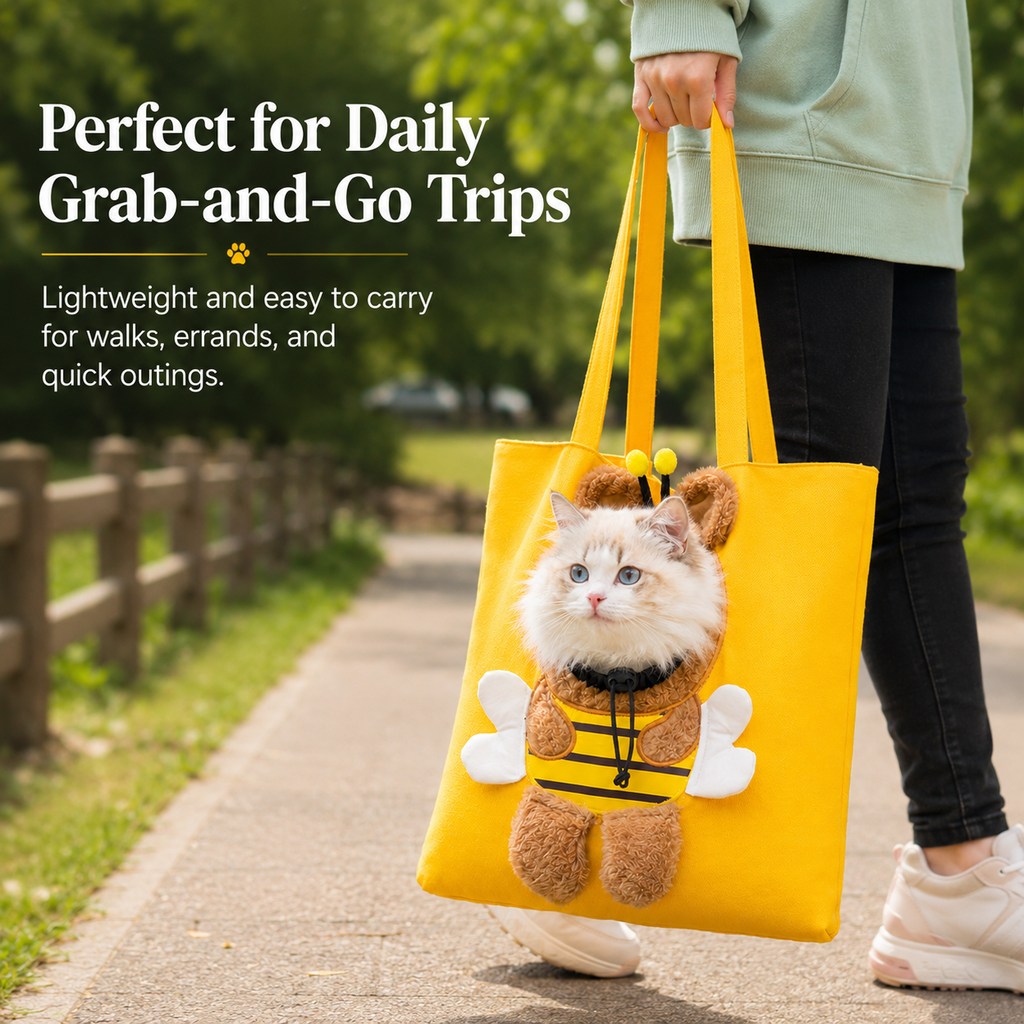 Borsa Trasportino per Gatti con Testa Fuori – Tote in Tela per Passeggiate e Visite Veterinarie