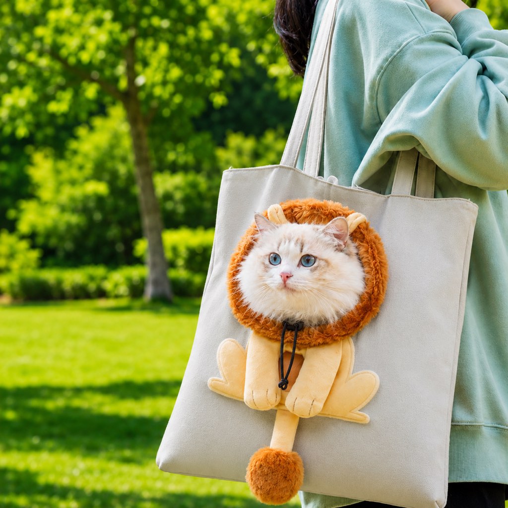Borsa Trasportino per Gatti con Testa Fuori – Tote in Tela per Passeggiate e Visite Veterinarie
