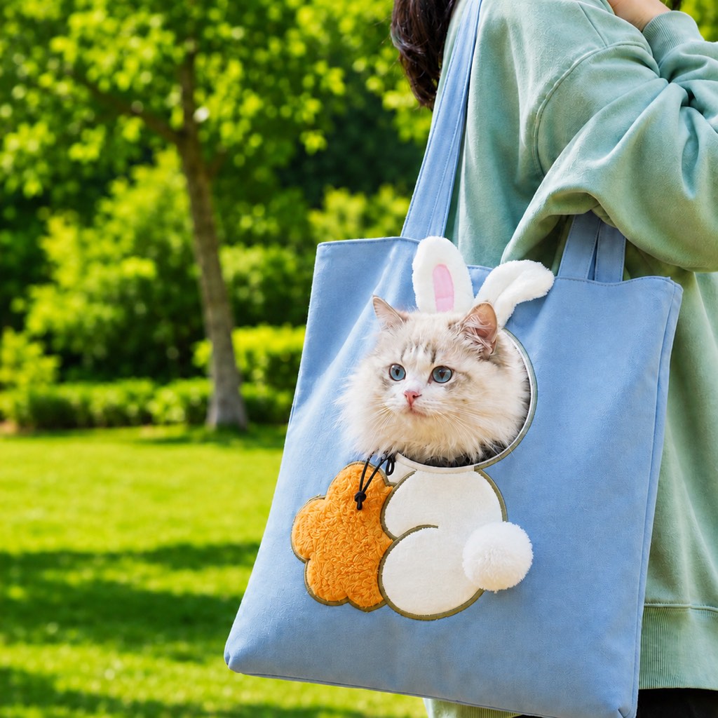 Borsa Trasportino per Gatti con Testa Fuori – Tote in Tela per Passeggiate e Visite Veterinarie