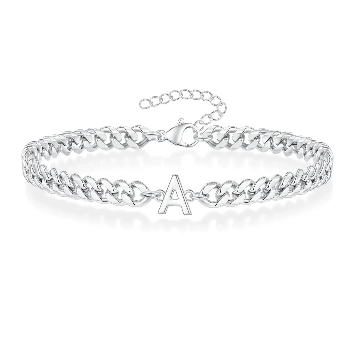 Bracciale cubano con iniziale per coppie