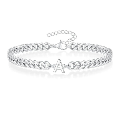 Bracciale cubano con iniziale per coppie