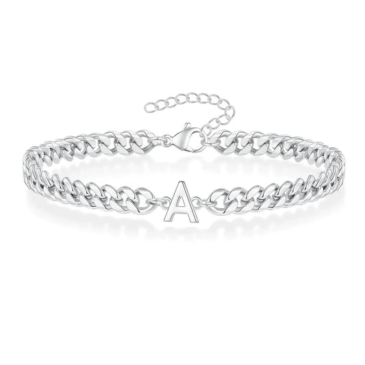 Bracciale cubano con iniziale per coppie