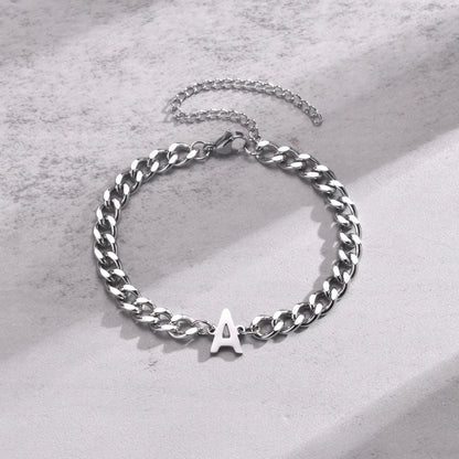 Bracciale cubano con iniziale per coppie