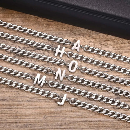 Bracciale cubano con iniziale per coppie