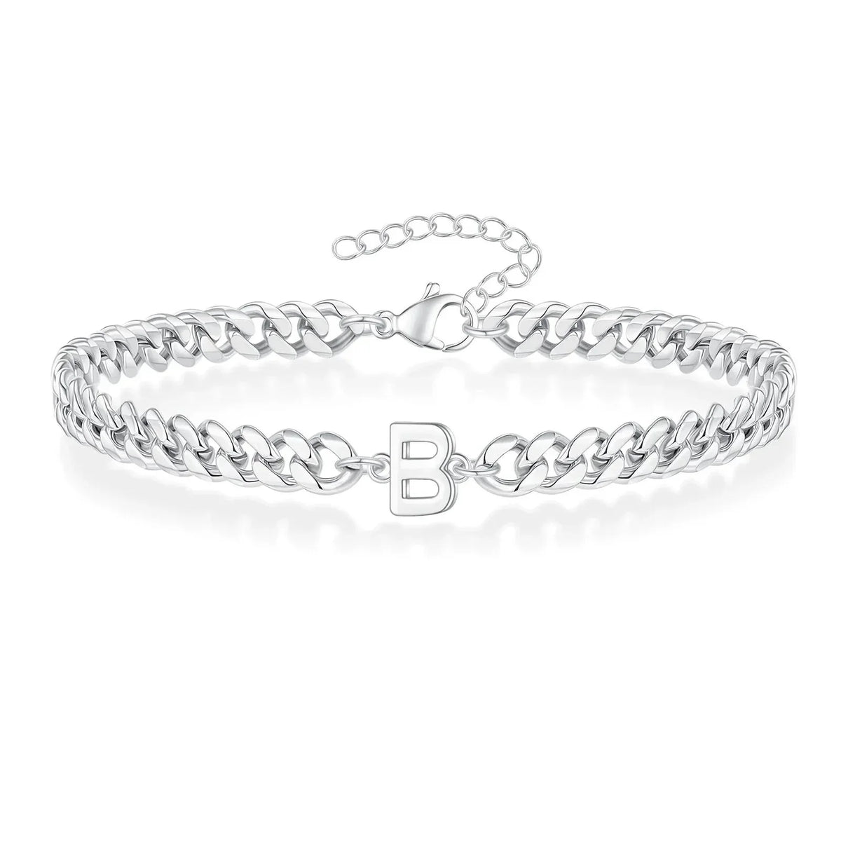 Bracciale cubano con iniziale per coppie